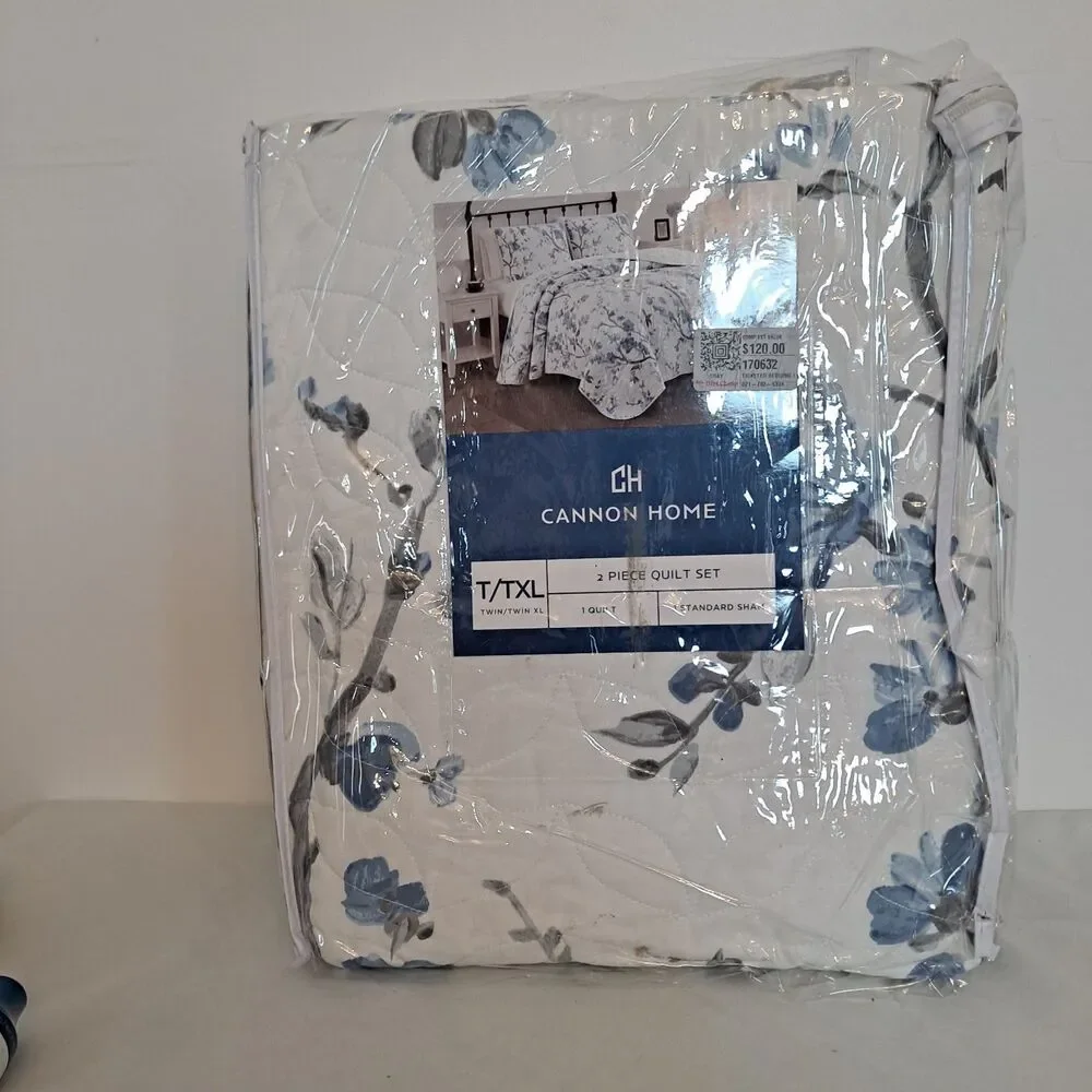 Cannon Home 2-Piece Quilt Set in Twin/Twin XL Blue Floral 68